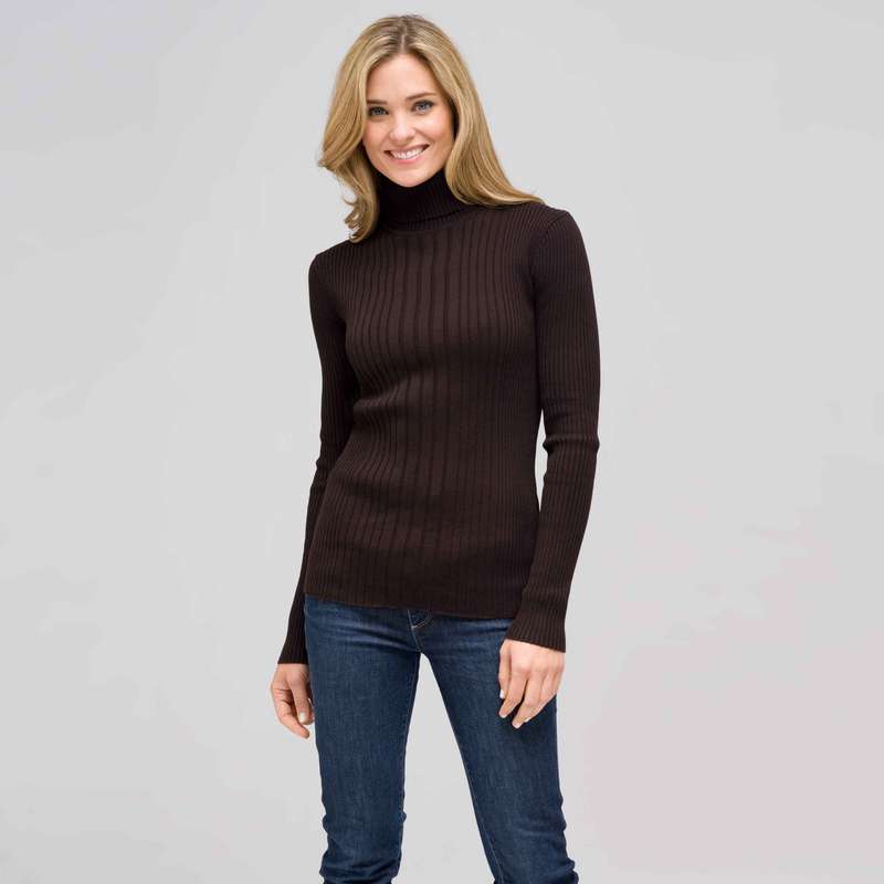 Long Sleeve Turtle Neck, Espresso, large image number 0