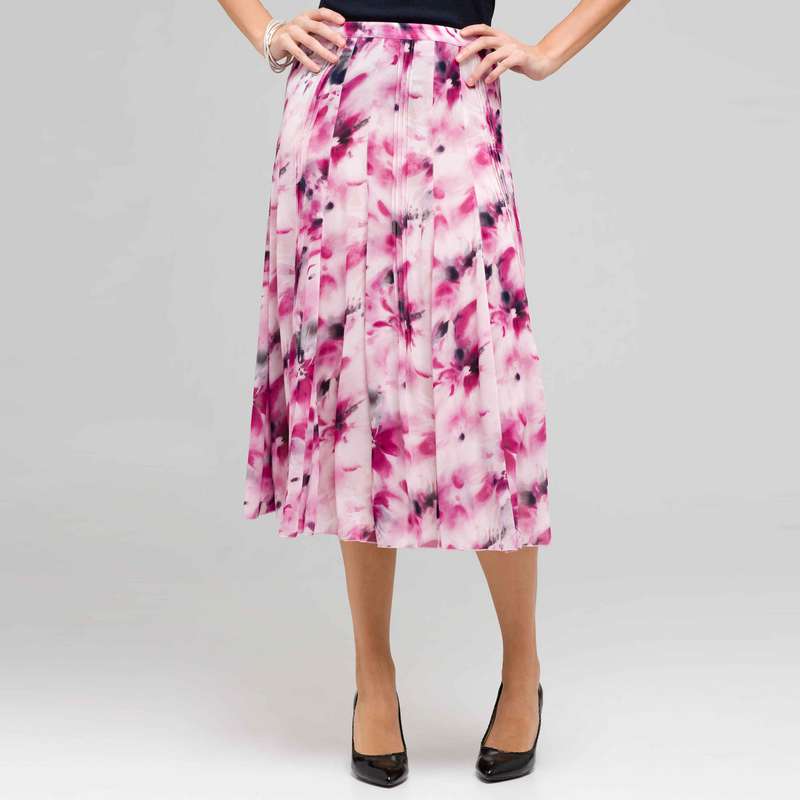 Long Floral Pintucked Skirt, Tulip Multi, large image number 0
